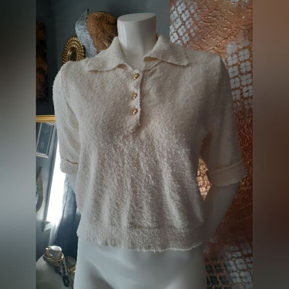 NWT Zara Cotton Blend Collared Sweater - Picture 3 of 11